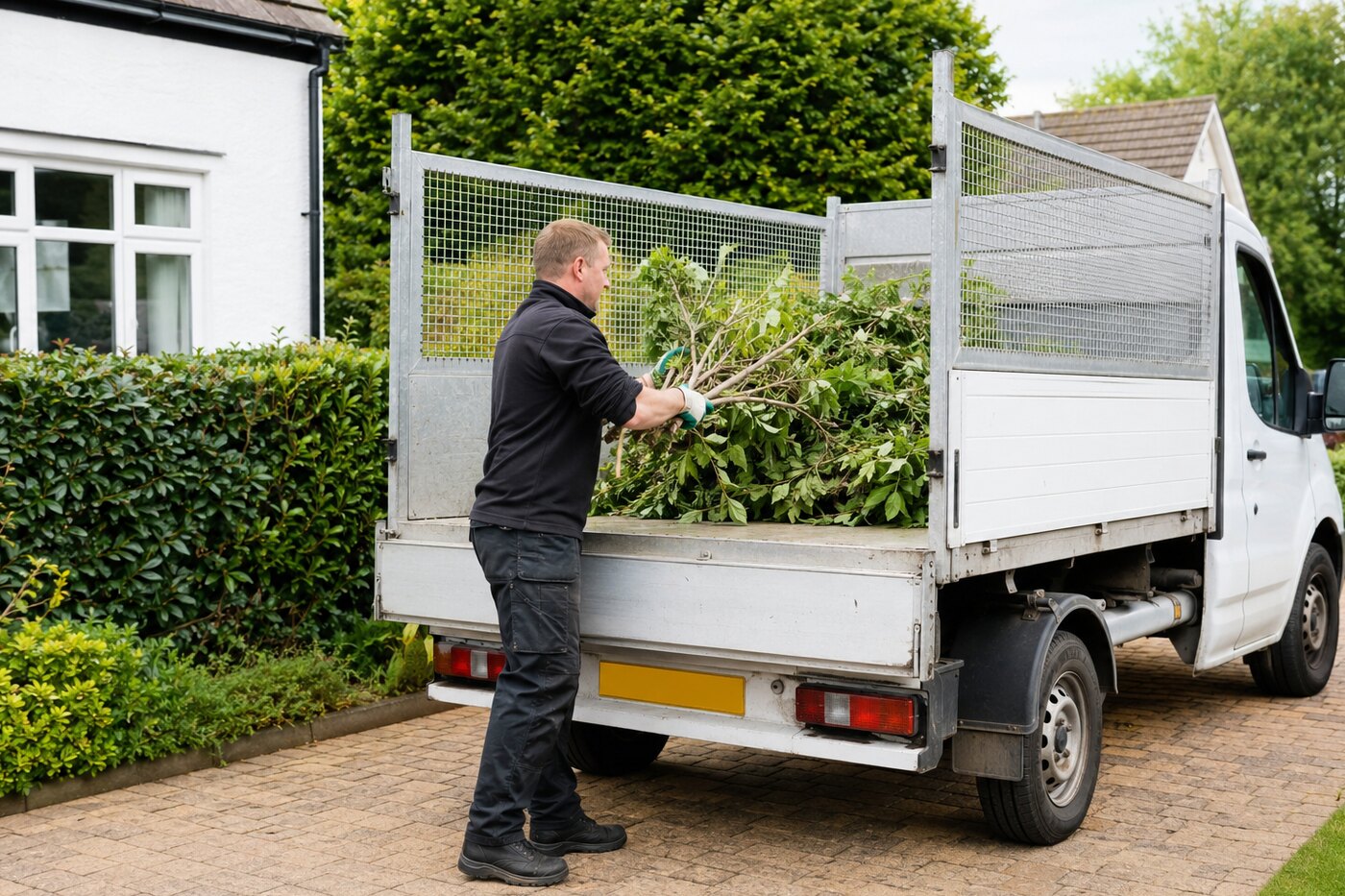 Garden waste being loaded into a collection vehicle
